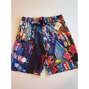Fresh‎ Prints Tokyo Night Cityscape Neon Graphic Shorts Mens Medium NWT